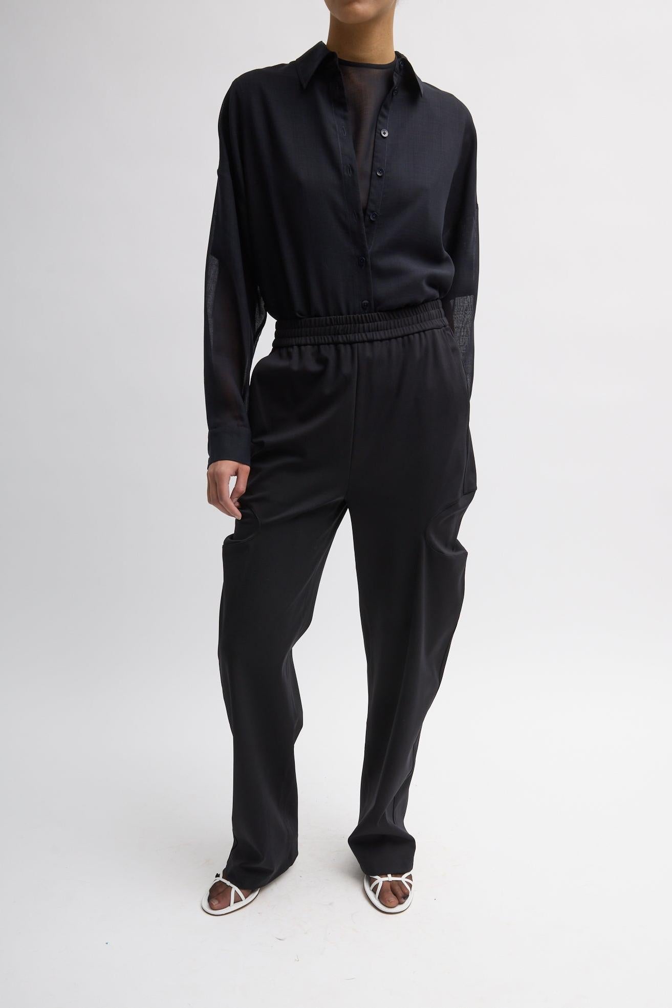 Compact Ultra Stretch Knit Sculpted Meir Pant in Black by Tibi-Tibi-Idlewild-Cincinnati