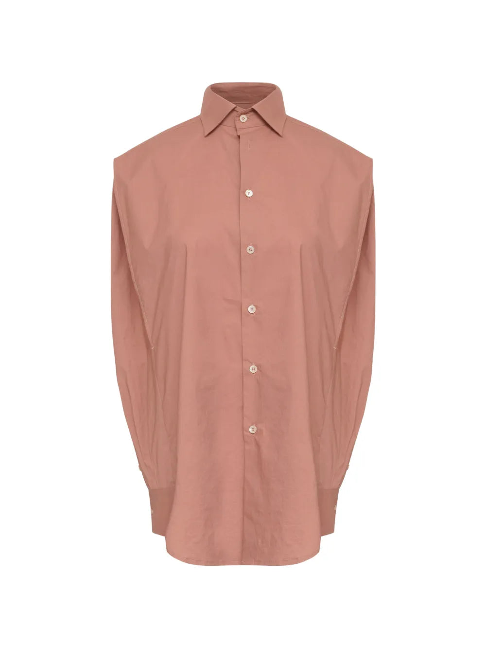 Cotton Poplin Shirt in Terracotta Red by MM6 Maison Margiela