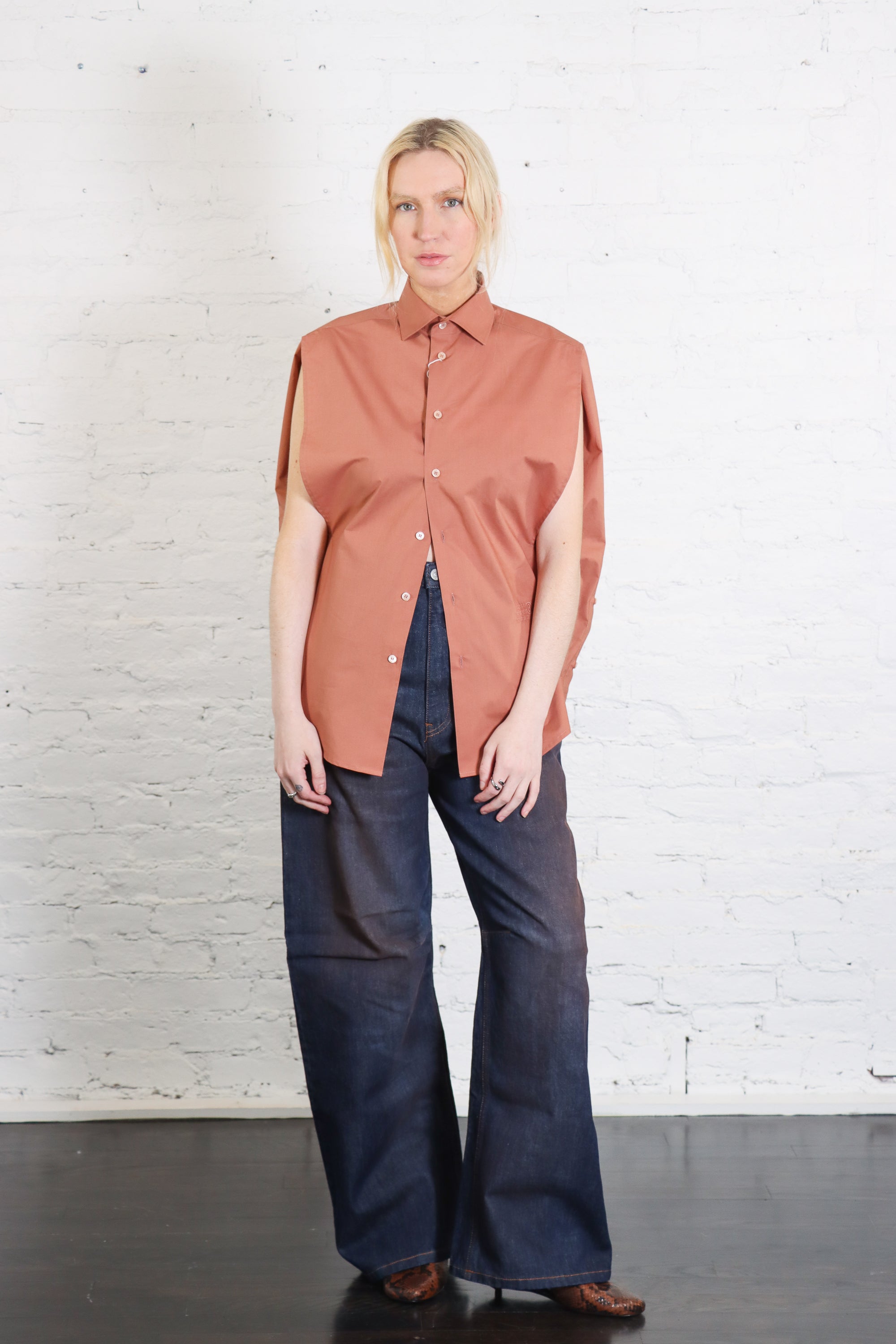 Cotton Poplin Shirt in Terracotta Red by MM6 Maison Margiela – Idlewild