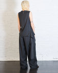 Cozy Flannel Asymmetrical Sleeveless Top in Dark Heather Grey by Tibi-Tibi-Idlewild-Cincinnati