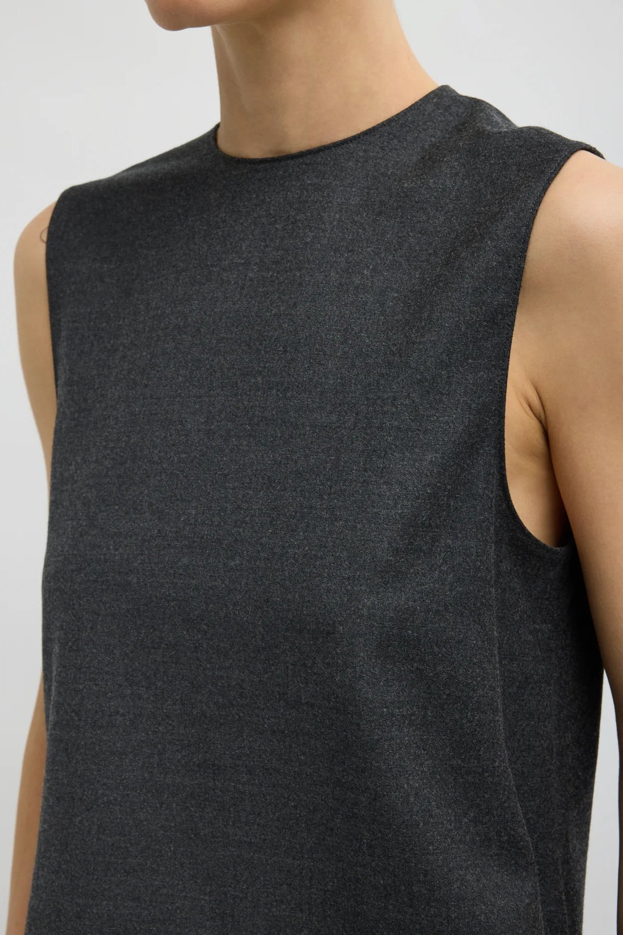 Cozy Flannel Asymmetrical Sleeveless Top in Dark Heather Grey by Tibi-Tibi-Idlewild-Cincinnati