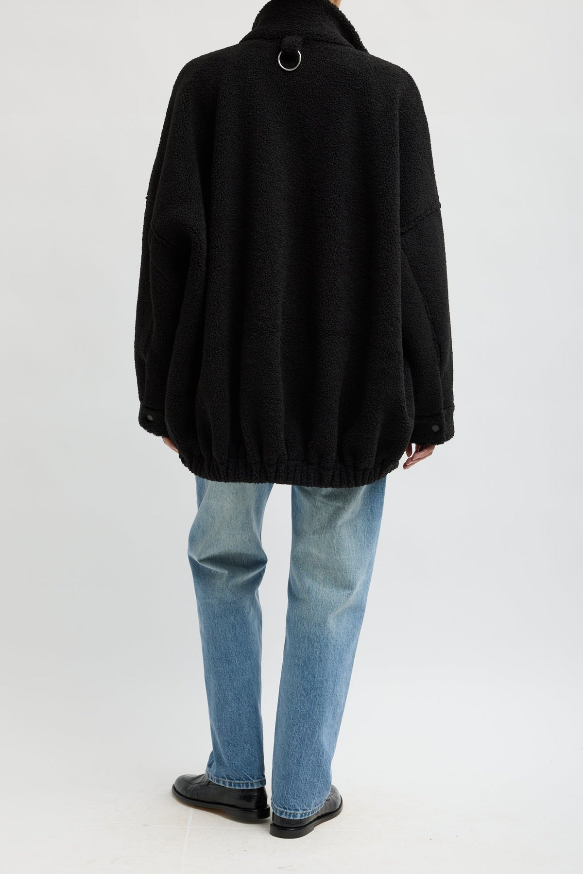 Cozy Fleece Cubic Zipup Bomber in Black by Tibi-Tibi-Idlewild-Cincinnati