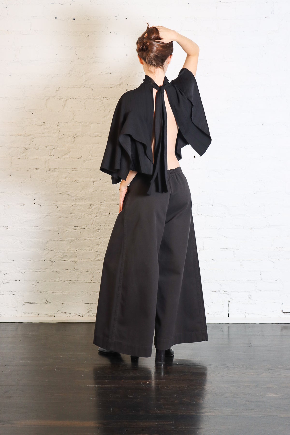 Creased Acetate Drape Cape Tie Top in Black by Tibi-Tibi-Idlewild-Cincinnati