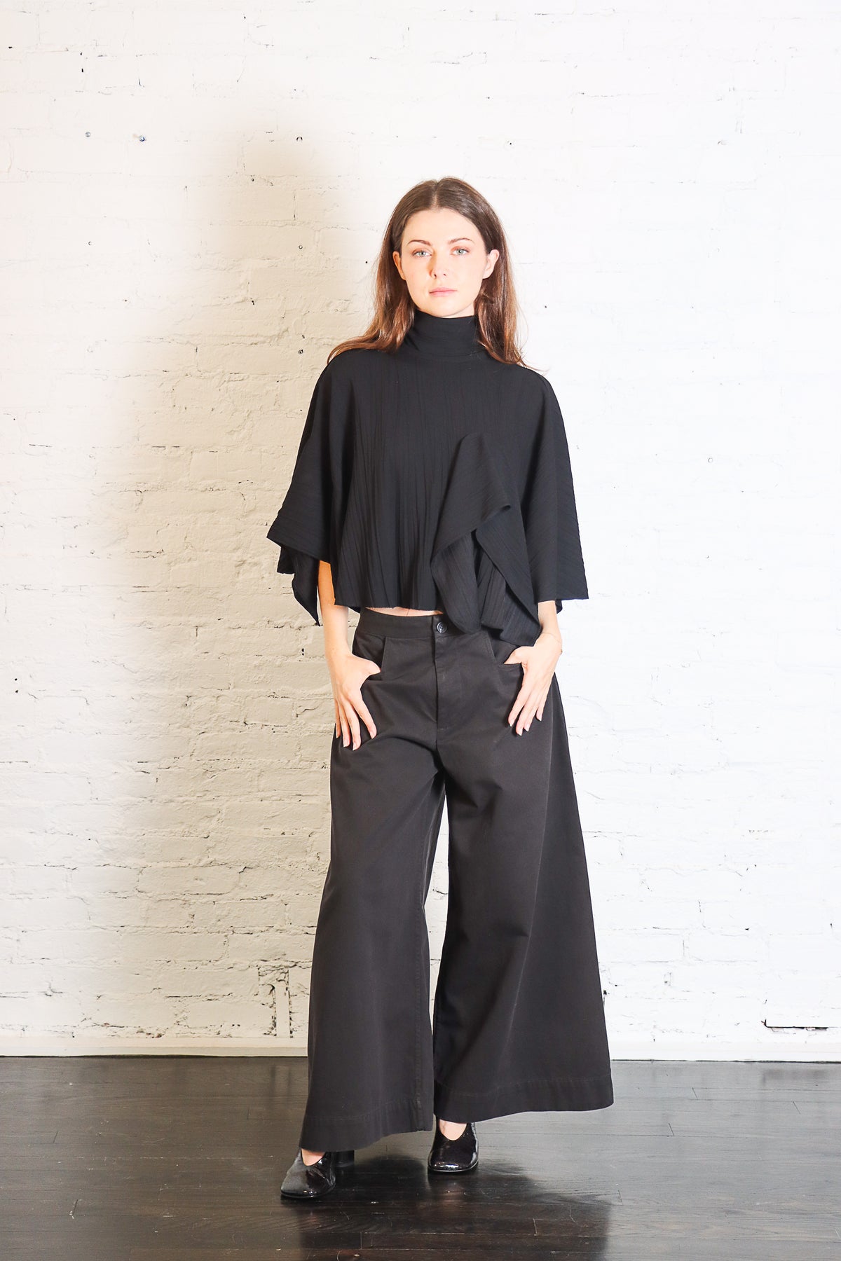 Creased Acetate Drape Cape Tie Top in Black by Tibi-Tibi-Idlewild-Cincinnati