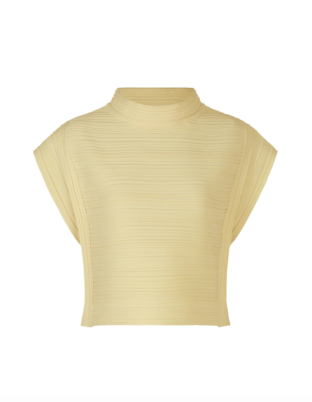 Crepe Knit Shirt in Cream Yellow by Pleats Please Issey Miyake-Tops-Pleats Please Issey Miyake-Idlewild