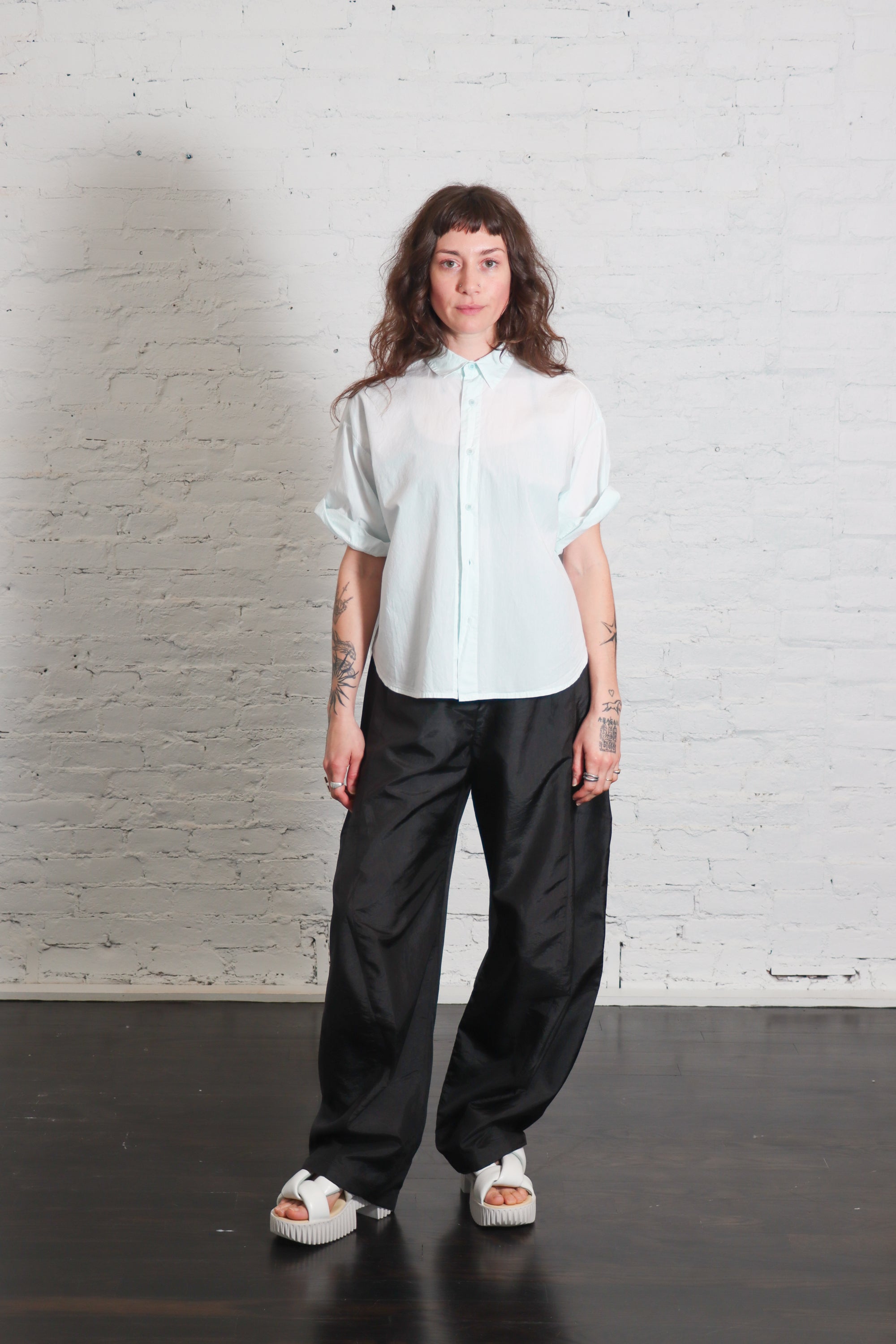 Crispy Nylon Winslow Pant in Black by Tibi-Tibi-Idlewild