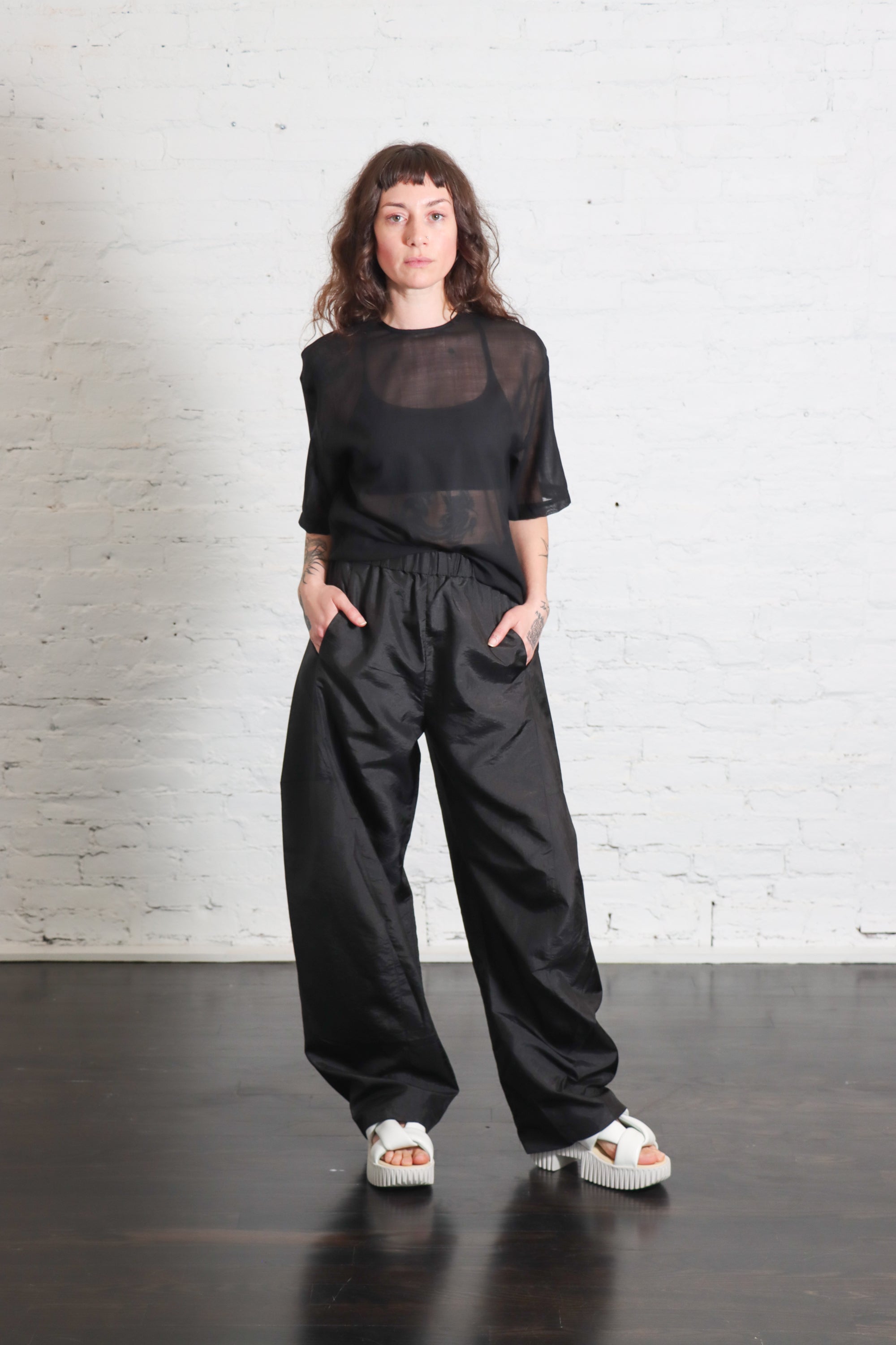 Crispy Nylon Winslow Pant in Black by Tibi-Tibi-Idlewild-Cincinnati