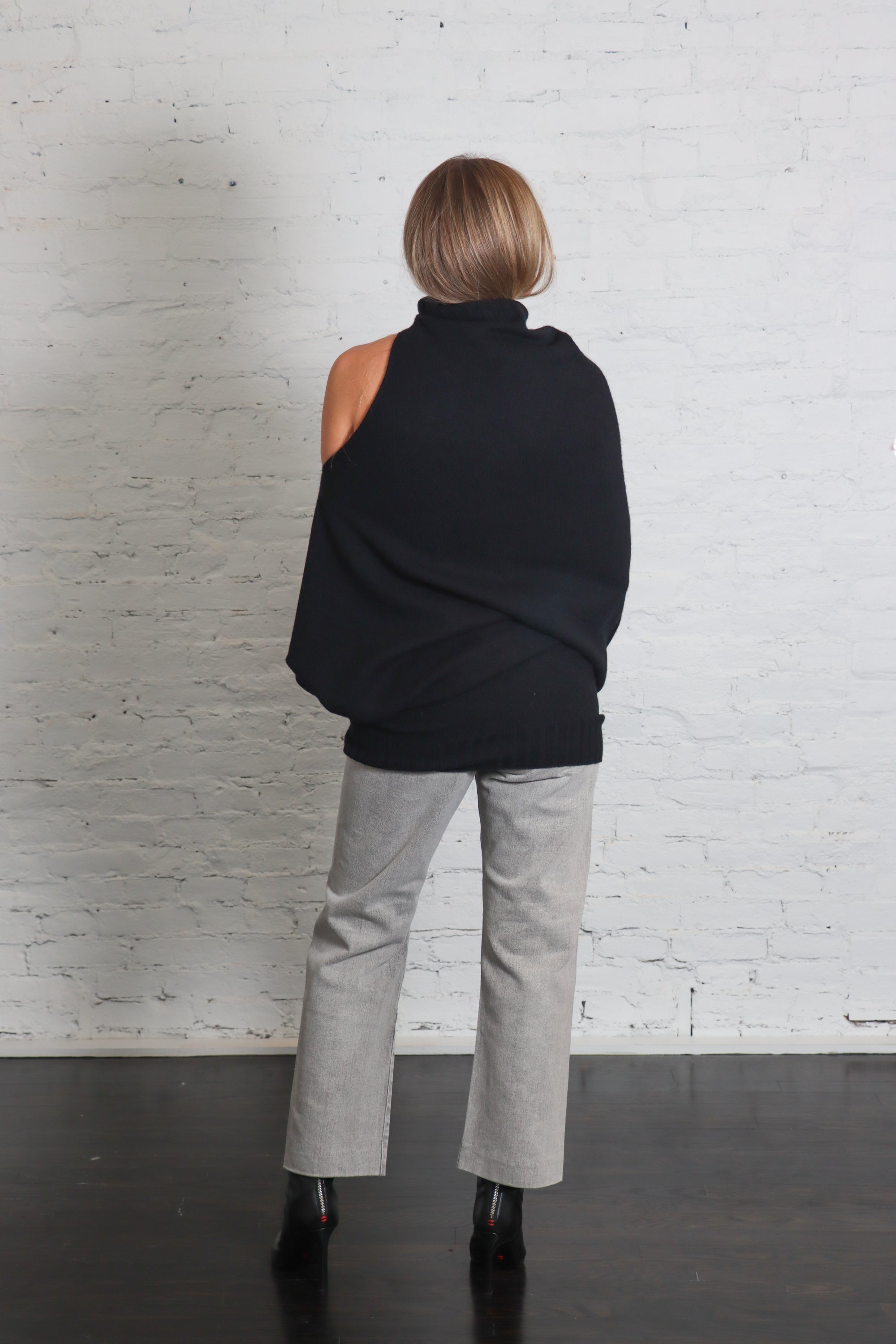 Crooked Wool Knit Top in Black by Issey Miyake-Issey Miyake-Idlewild