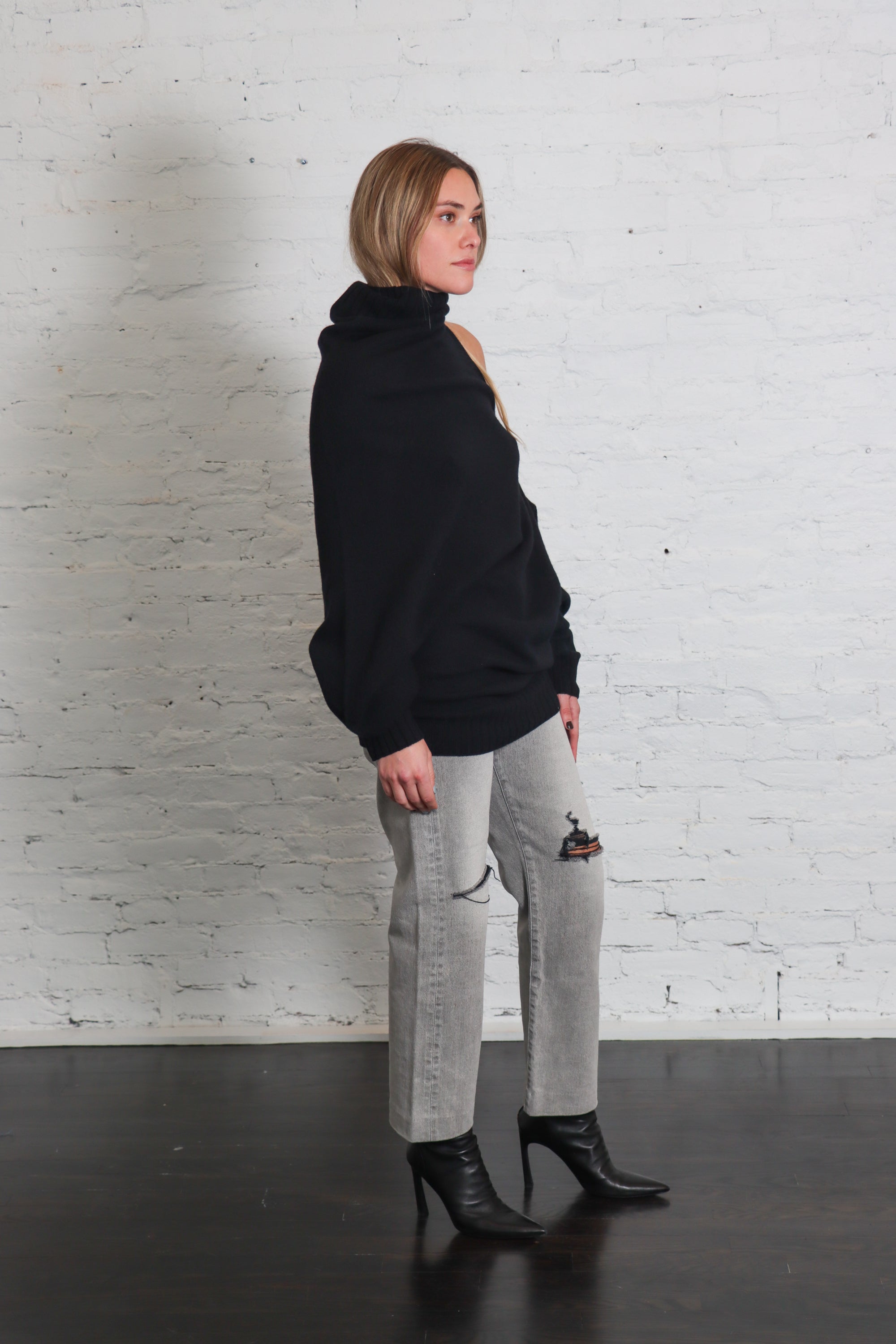 Crooked Wool Knit Top in Black by Issey Miyake-Issey Miyake-Idlewild