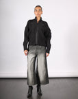 Cropped Denim Pants in Black Shadow Paint by Melitta Baumeister