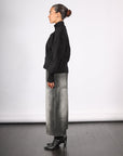 Cropped Denim Pants in Black Shadow Paint by Melitta Baumeister