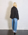Cropped Nylon Asymmetrical Jacket in Black by Planet-Planet-Idlewild-Cincinnati