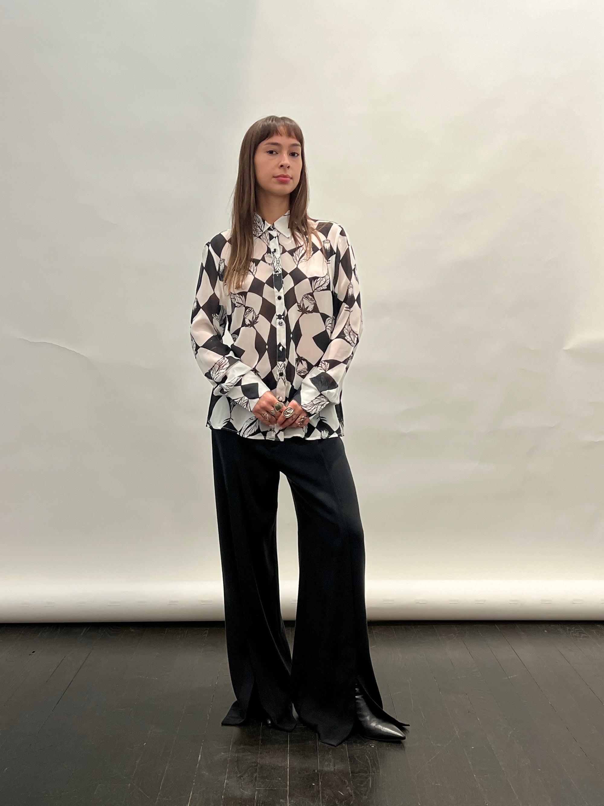 Cruz Shirt in Graphic Roses Print by Shwetambari-Shwetambari-Idlewild