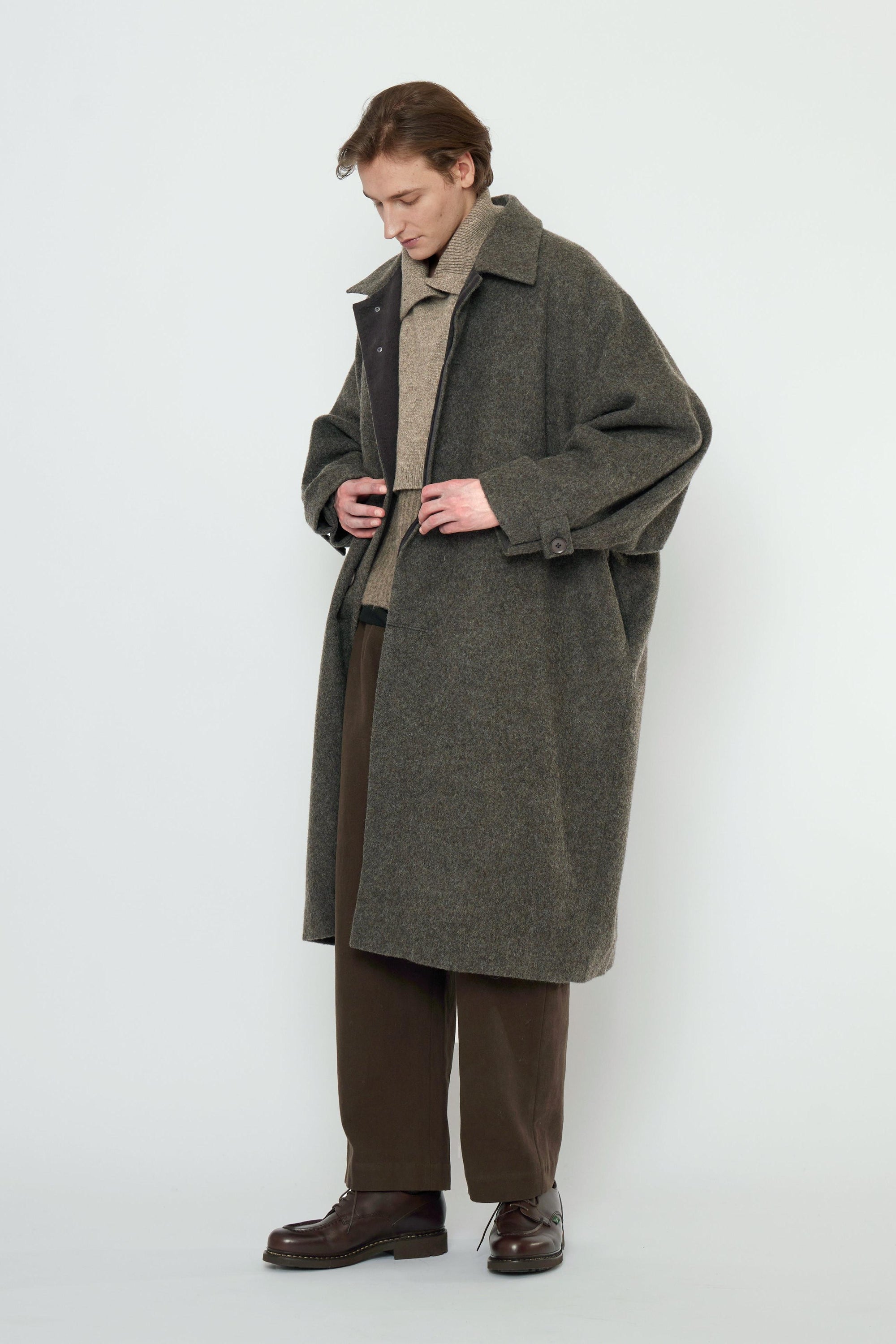 Cuffed Wool Coat in Heathered Taupe by 7115 by Szeki-7115 by Szeki-Idlewild-Cincinnati