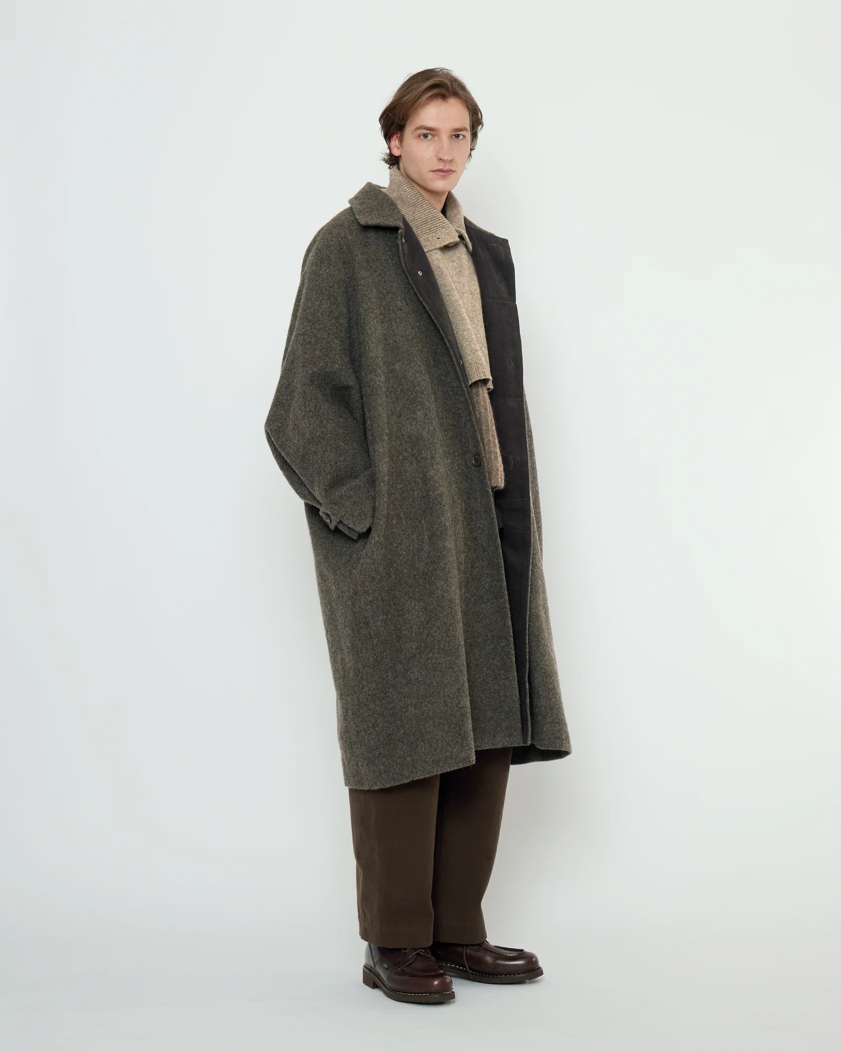 Cuffed Wool Coat in Heathered Taupe by 7115 by Szeki-7115 by Szeki-Idlewild-Cincinnati