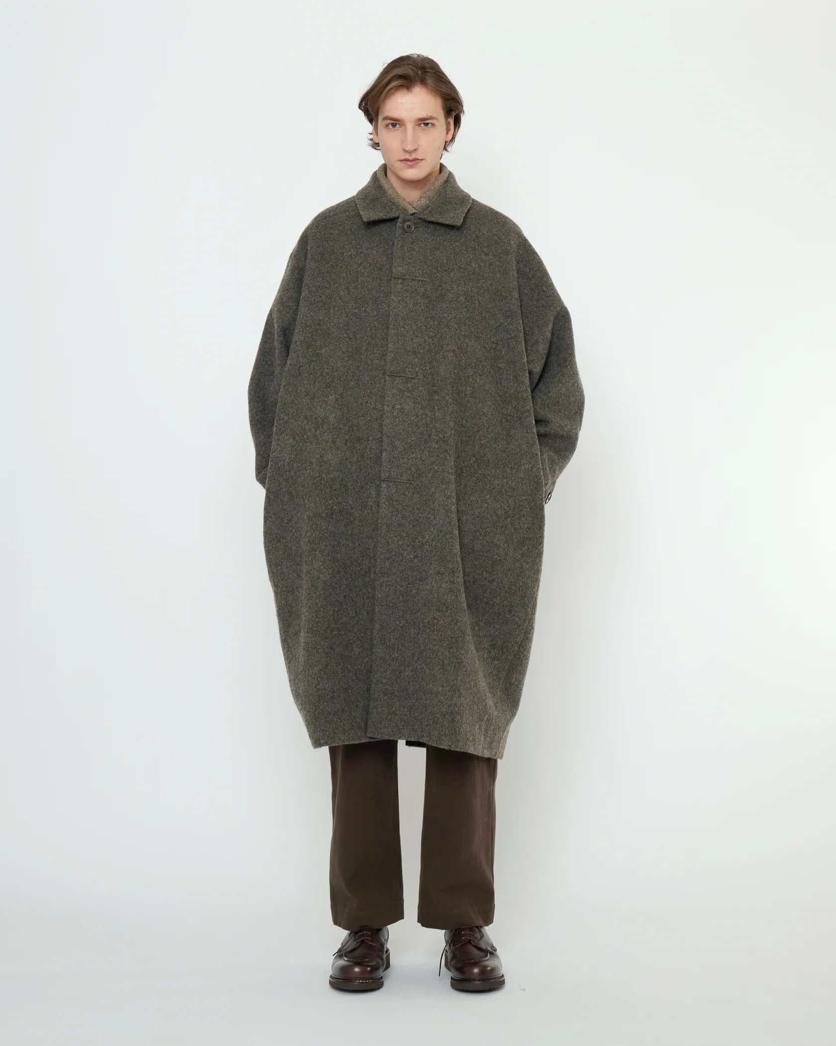 Cuffed Wool Coat in Heathered Taupe by 7115 by Szeki-7115 by Szeki-Idlewild-Cincinnati