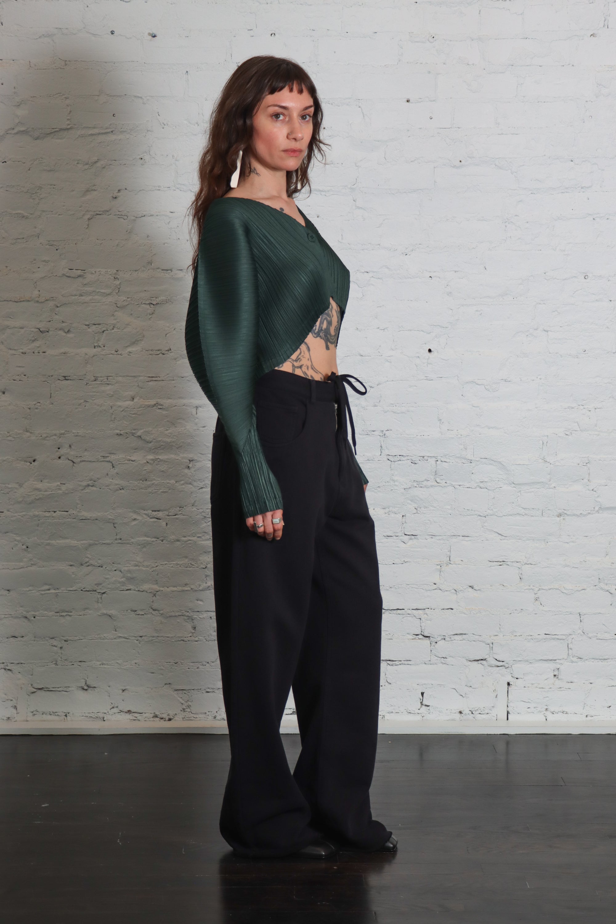 December Monthly Colors Cardigan in Forest Green by Pleats Please Issey Miyake-Pleats Please Issey Miyake-Idlewild-Cincinnati