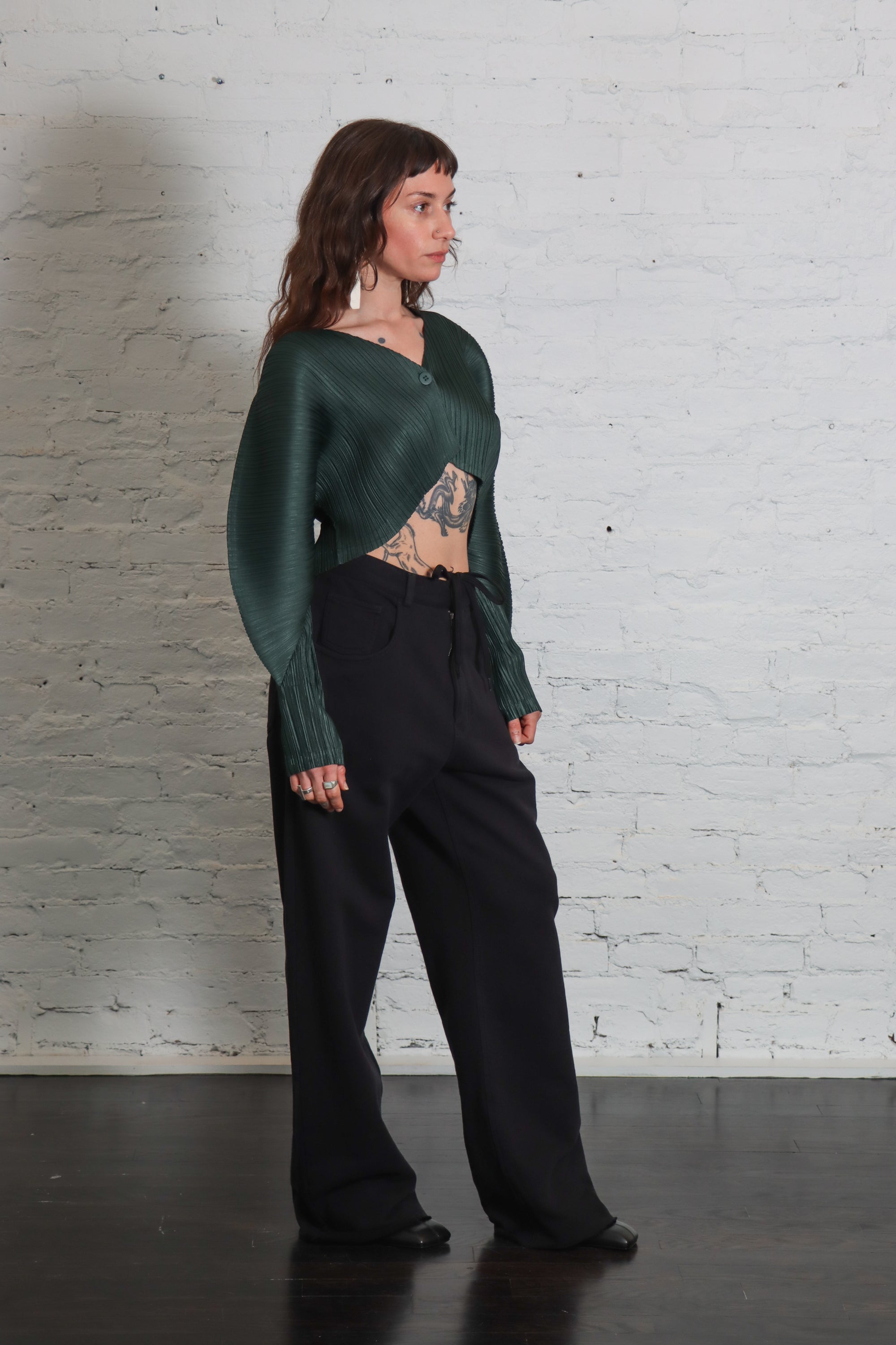 December Monthly Colors Cardigan in Forest Green by Pleats Please Issey Miyake-Pleats Please Issey Miyake-Idlewild-Cincinnati