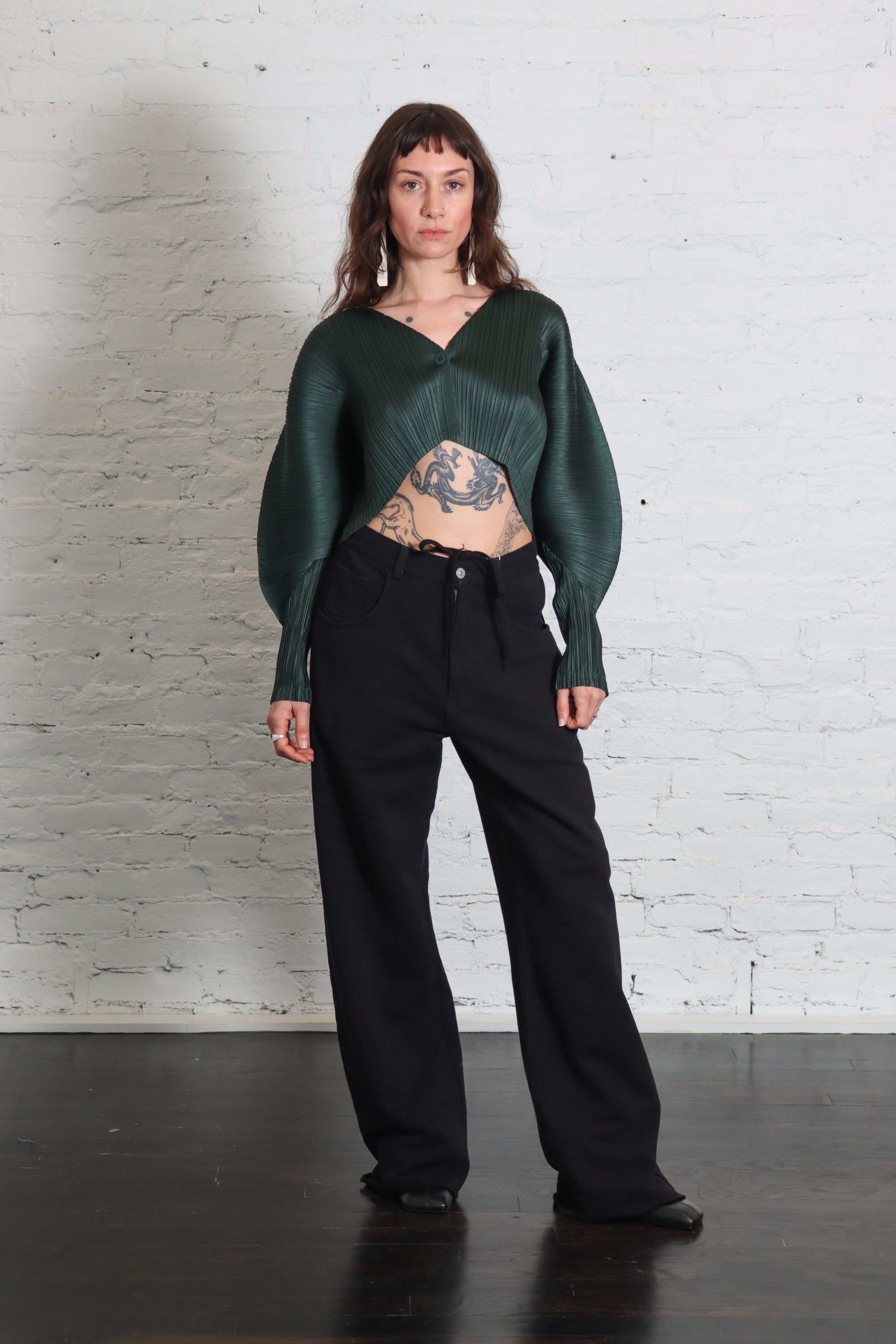 December Monthly Colors Cardigan in Forest Green by Pleats Please Issey Miyake-Pleats Please Issey Miyake-Idlewild-Cincinnati