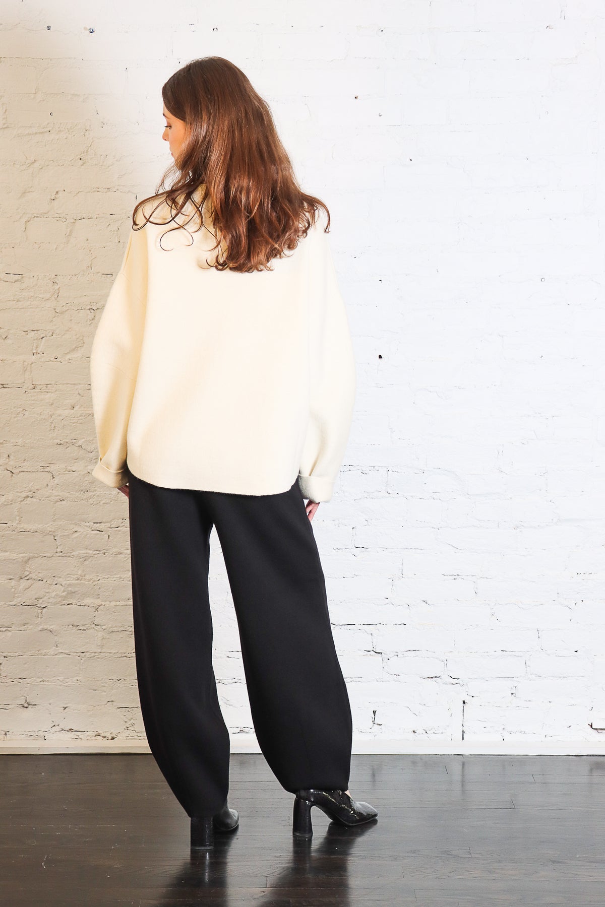 Double Knit Split Neck Sweater in Raw White by Lauren Manoogian-Lauren Manoogian-Idlewild-Cincinnati