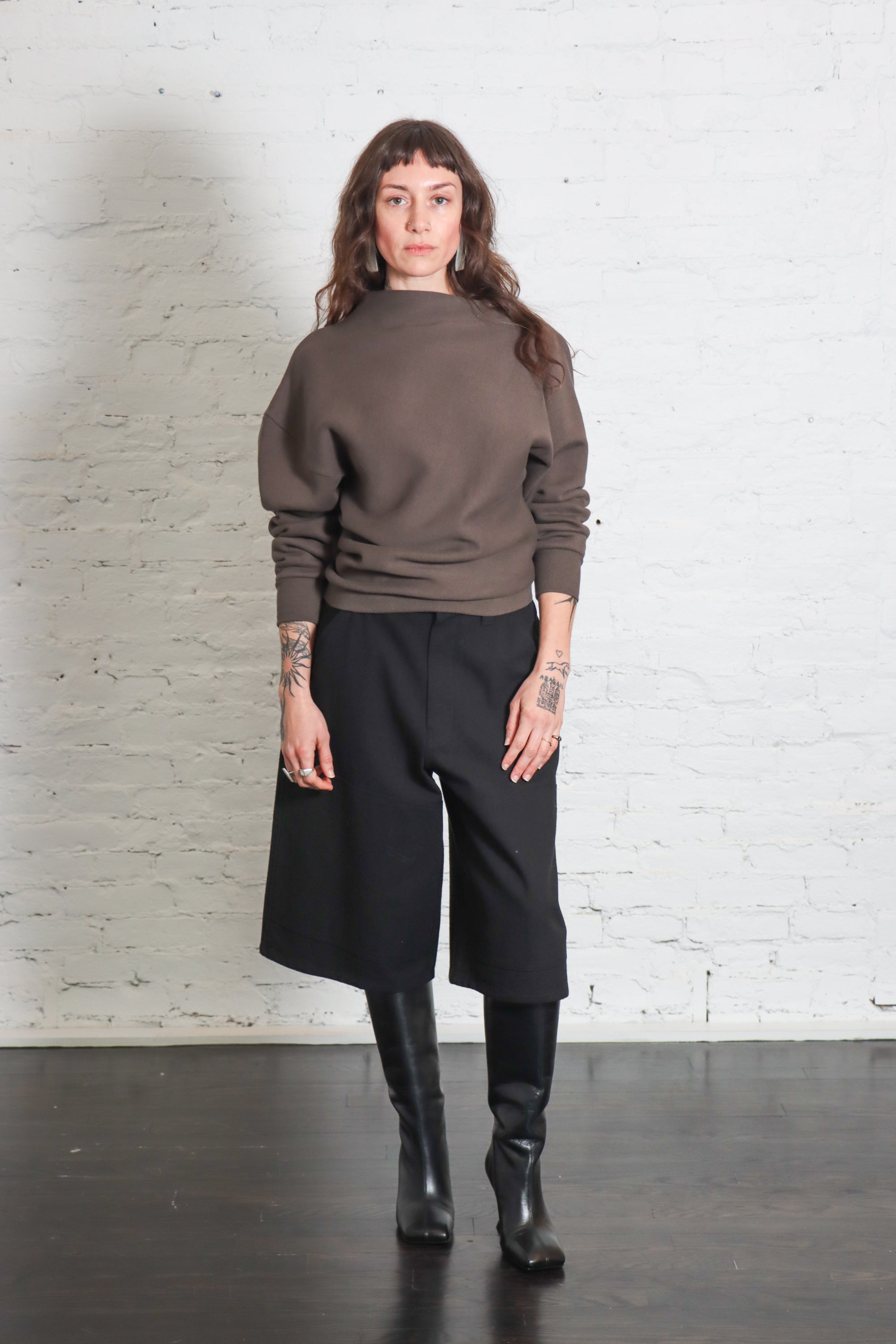 Draped Sweatshirt in Mud by 6397-Tops-6397-Idlewild