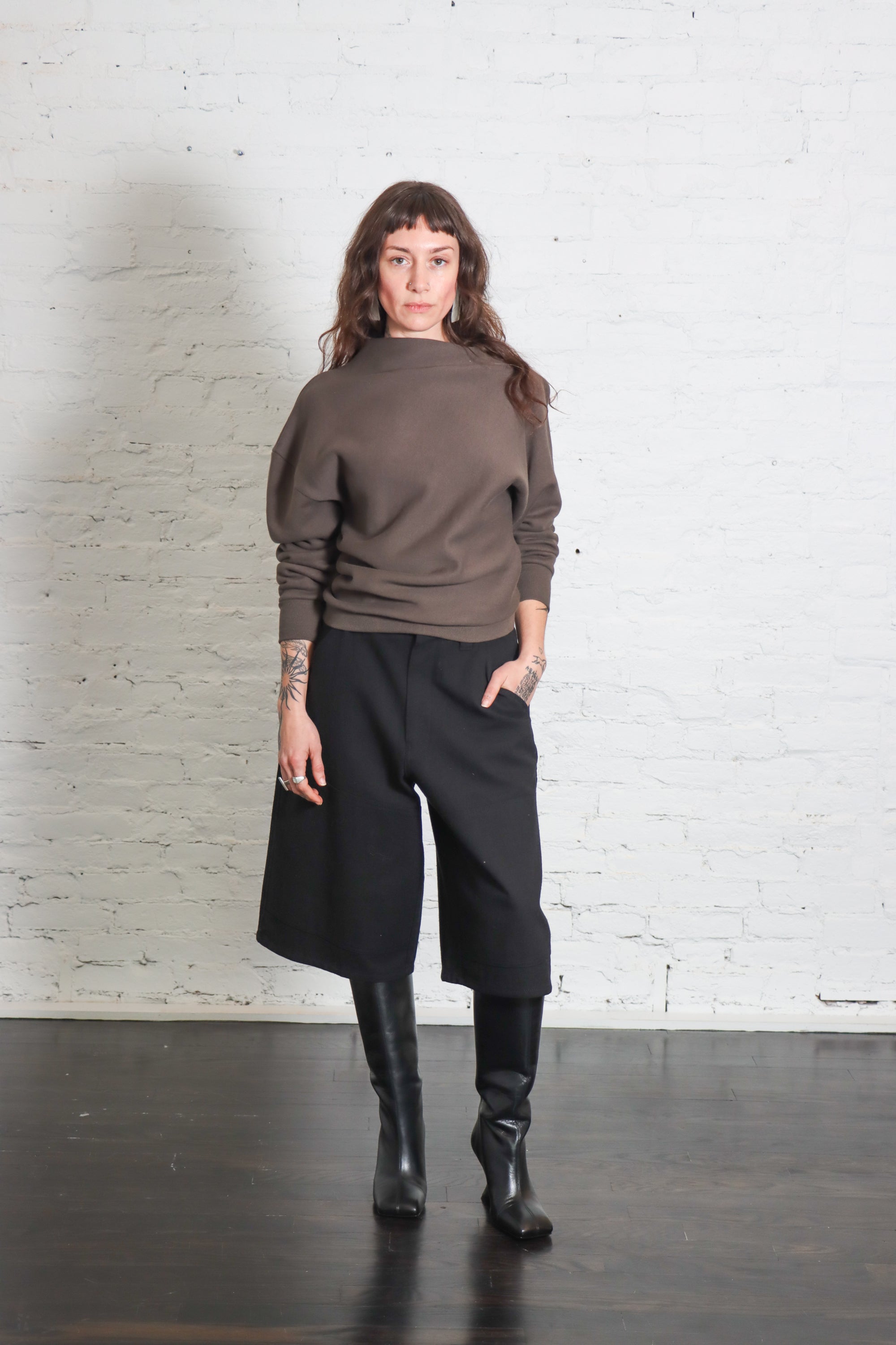 Draped Sweatshirt in Mud by 6397-Tops-6397-Idlewild
