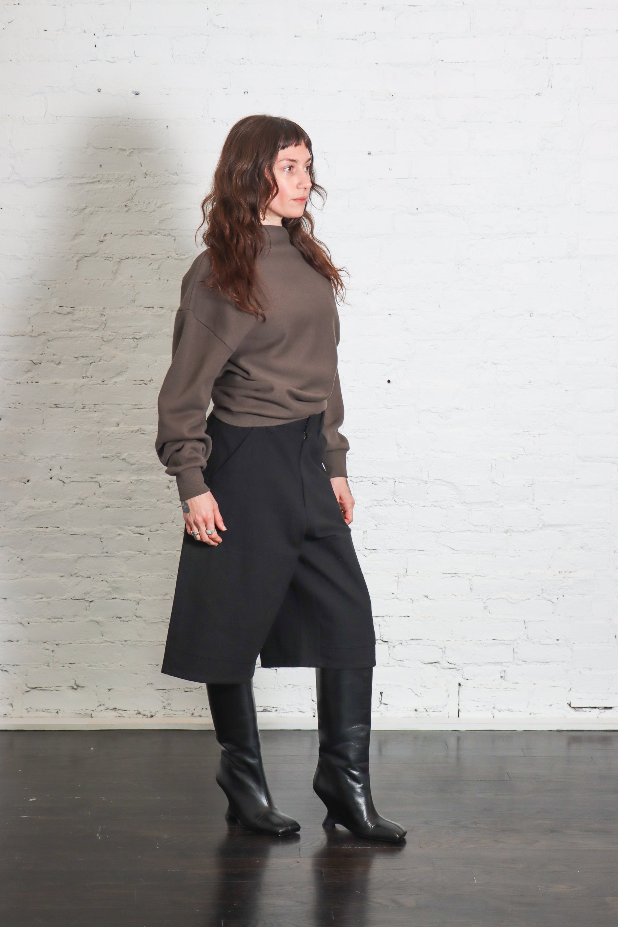 Draped Sweatshirt in Mud by 6397-Tops-6397-Idlewild
