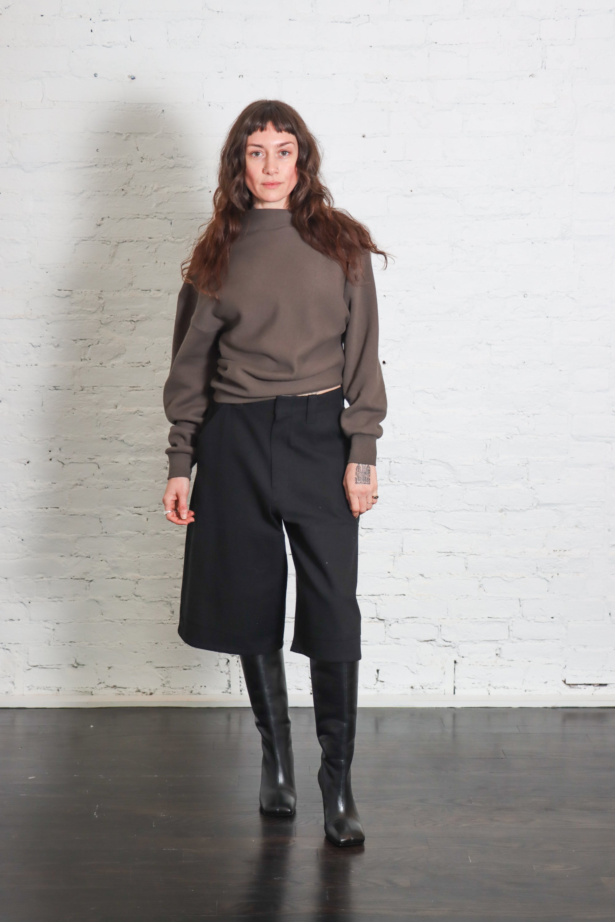 Draped Sweatshirt in Mud by 6397-Tops-6397-Idlewild