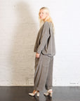 Drawstring Hem T-Shirt V in Taupe by Album Di Famiglia-Album Di Famiglia-Idlewild-Cincinnati