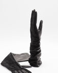 Elbow Lambskin & Suede Silk-Lined Gloves in Black by Gloves Forino 1899-Gloves Forino 1899-Idlewild-Cincinnati