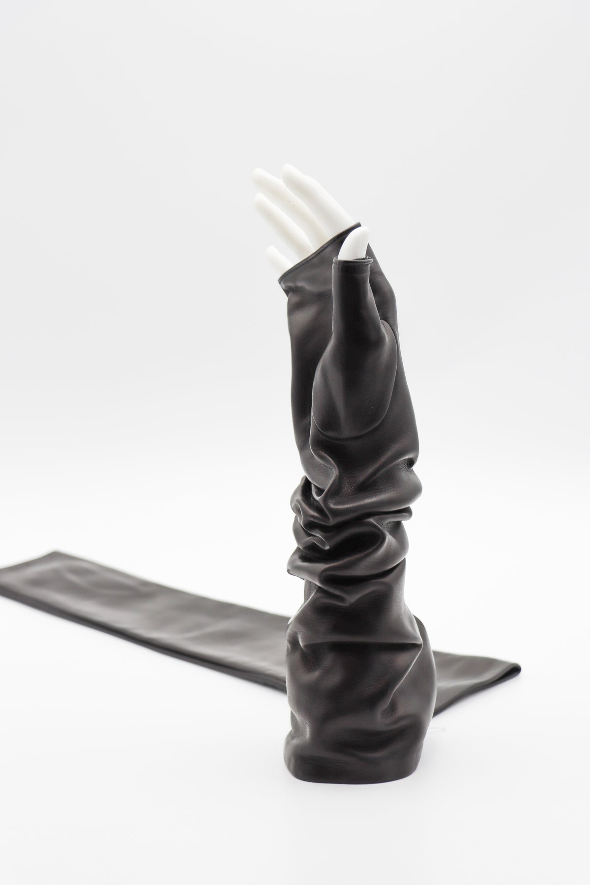 Elbow Lambskin Unlined Fingerless Gloves in Black by Gloves Forino 1899-Gloves Forino 1899-Idlewild-Cincinnati