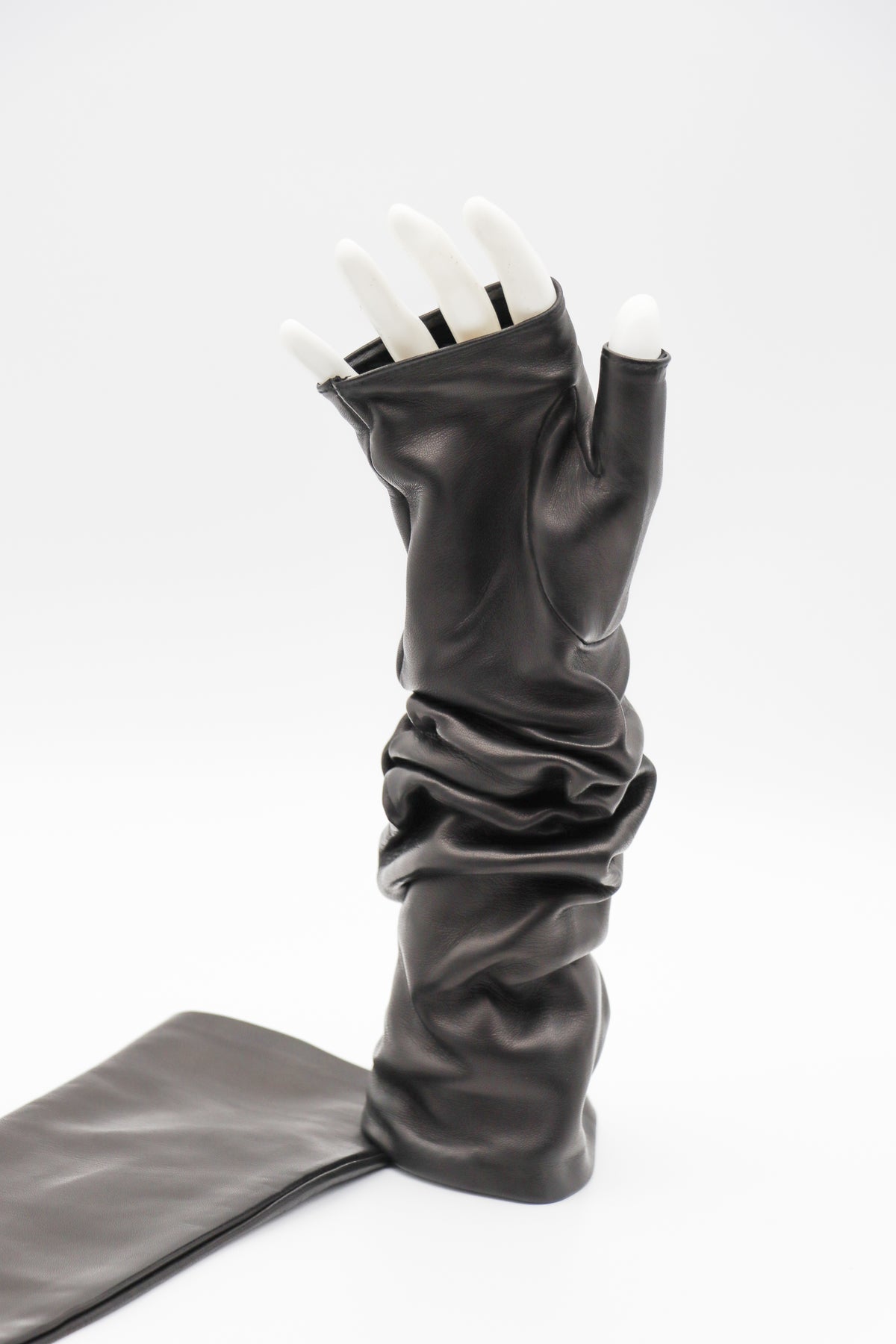 Elbow Lambskin Unlined Fingerless Gloves in Black by Gloves Forino 1899-Gloves Forino 1899-Idlewild-Cincinnati
