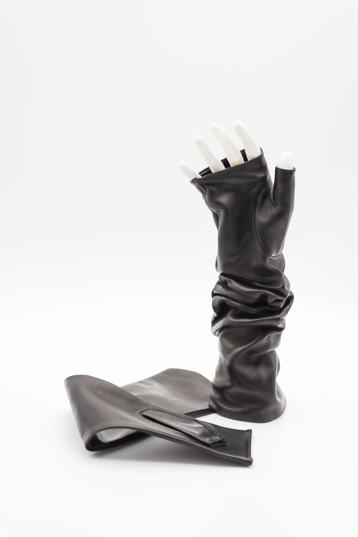 Elbow Lambskin Unlined Fingerless Gloves in Black by Gloves Forino 1899-Gloves Forino 1899-Idlewild-Cincinnati
