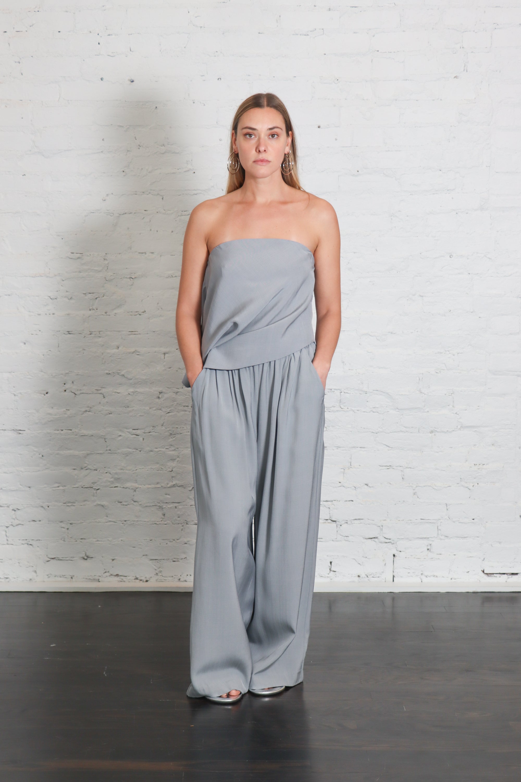 Strapless Asymmetrical Drape Top in Mist by St. Agni-St. Agni-Idlewild-Cincinnati