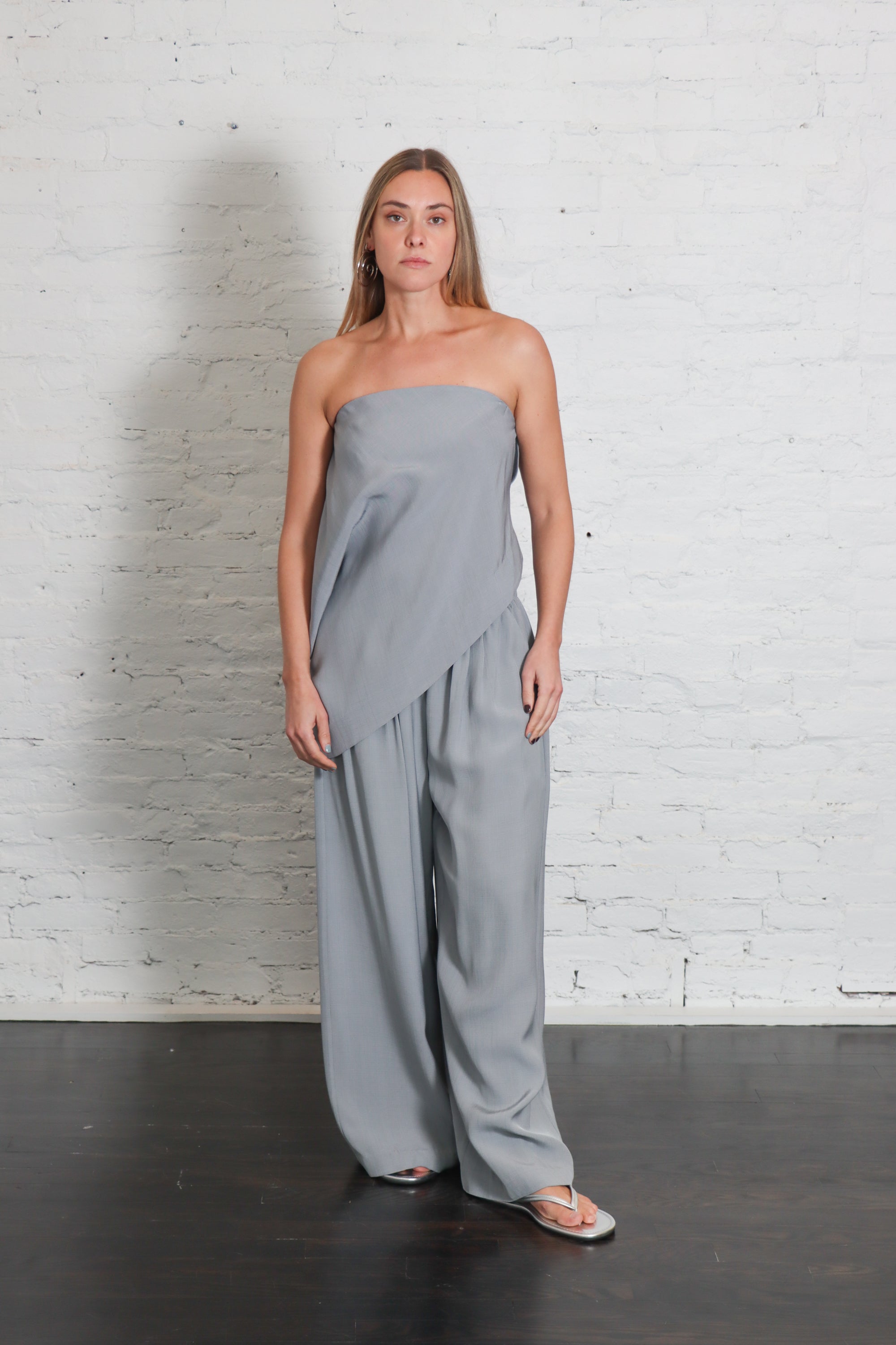 Strapless Asymmetrical Drape Top in Mist by St. Agni-St. Agni-Idlewild-Cincinnati
