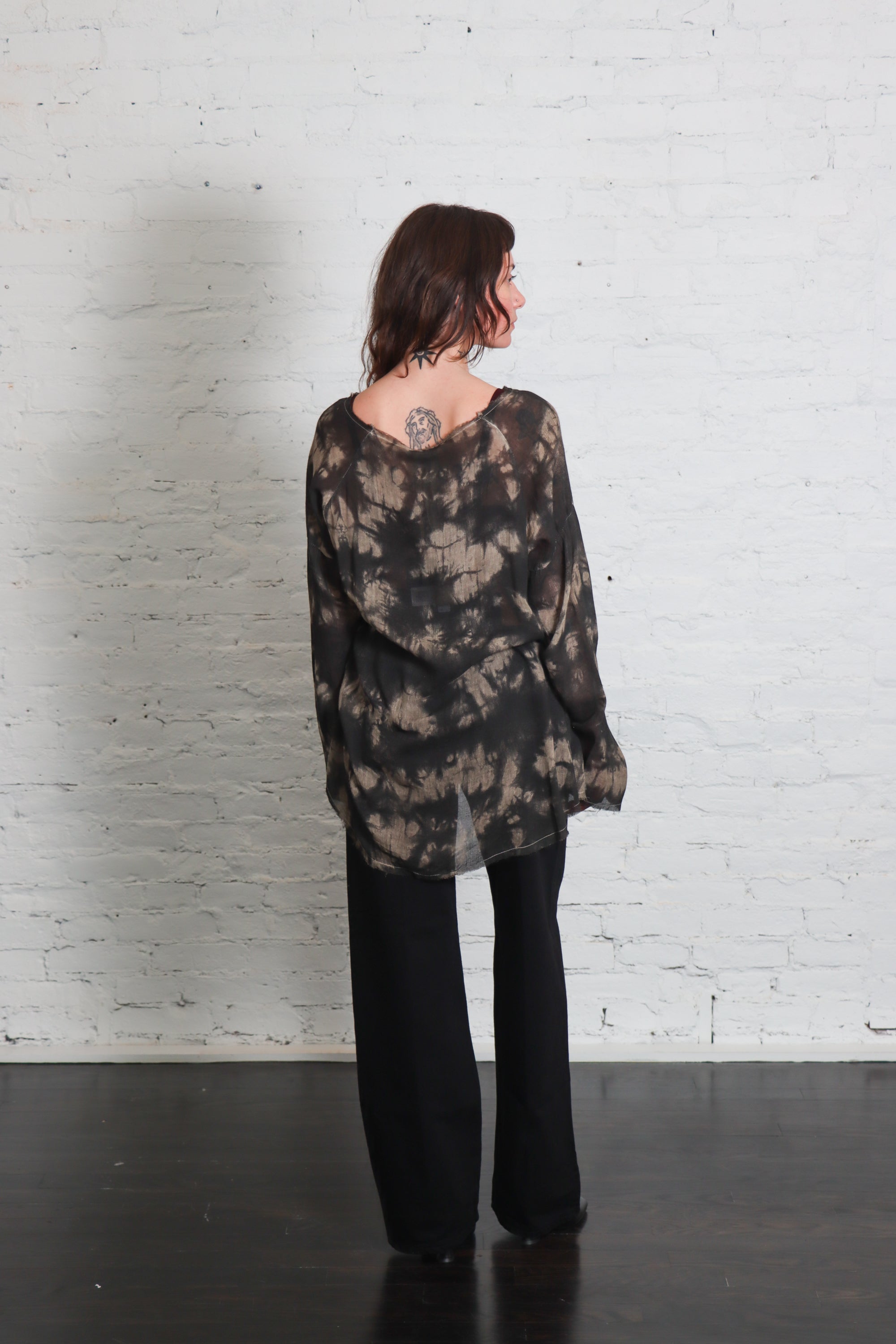 Extra Long Sleeve Tee in Wet Sand by Sanctamuerte-Tops-SANCTAMUERTE-Idlewild