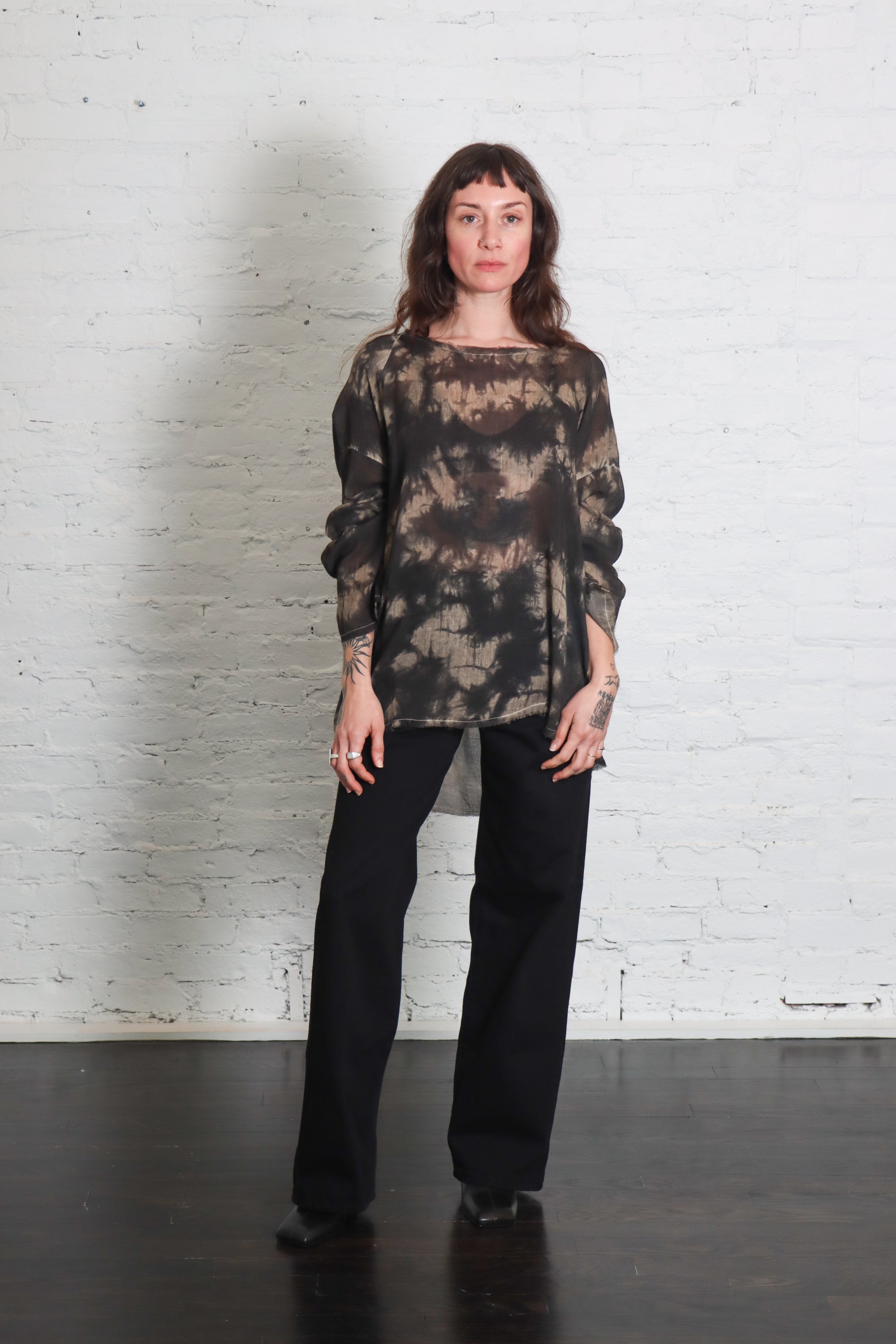 Extra Long Sleeve Tee in Wet Sand by Sanctamuerte-Tops-SANCTAMUERTE-Idlewild