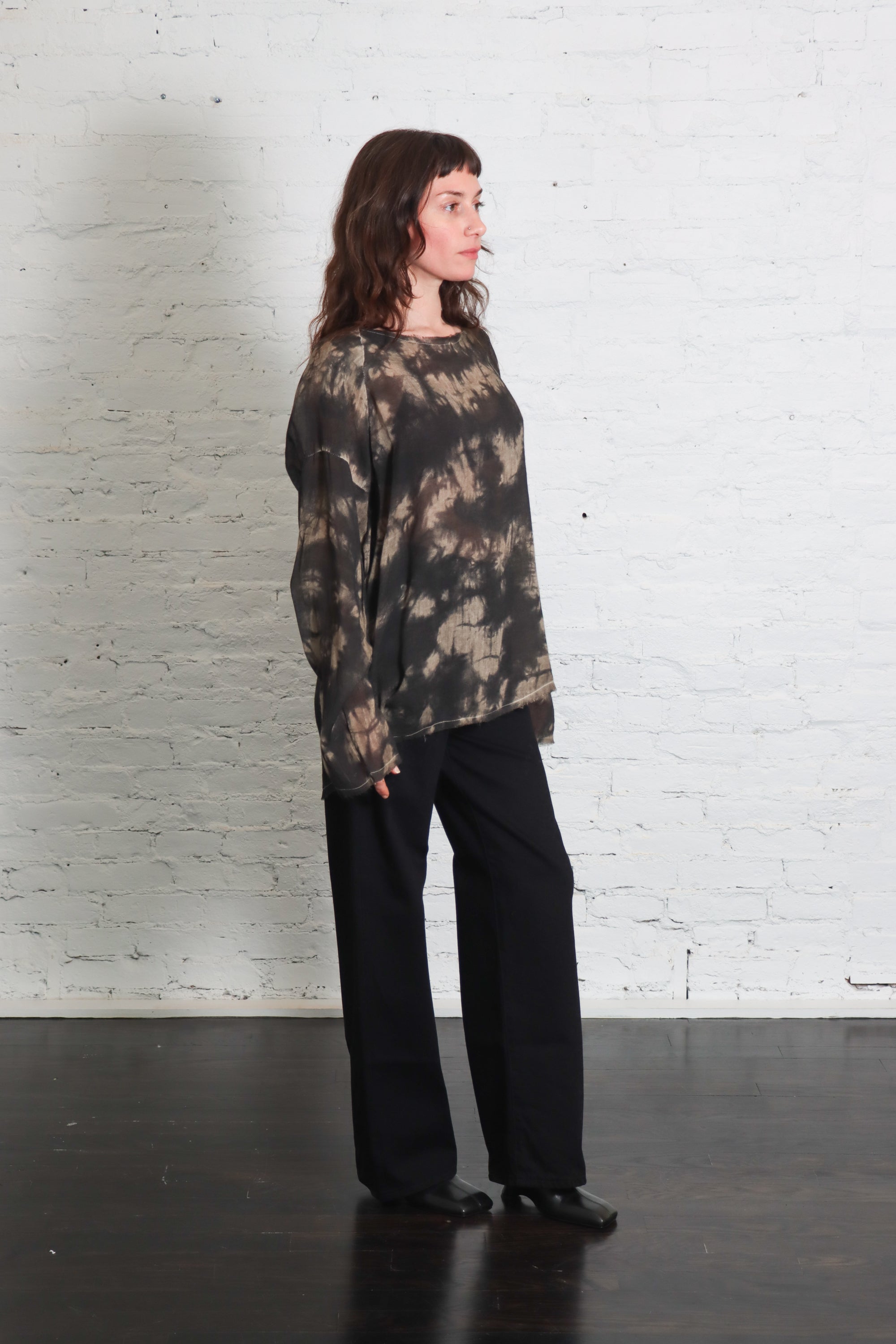 Extra Long Sleeve Tee in Wet Sand by Sanctamuerte-Tops-SANCTAMUERTE-Idlewild