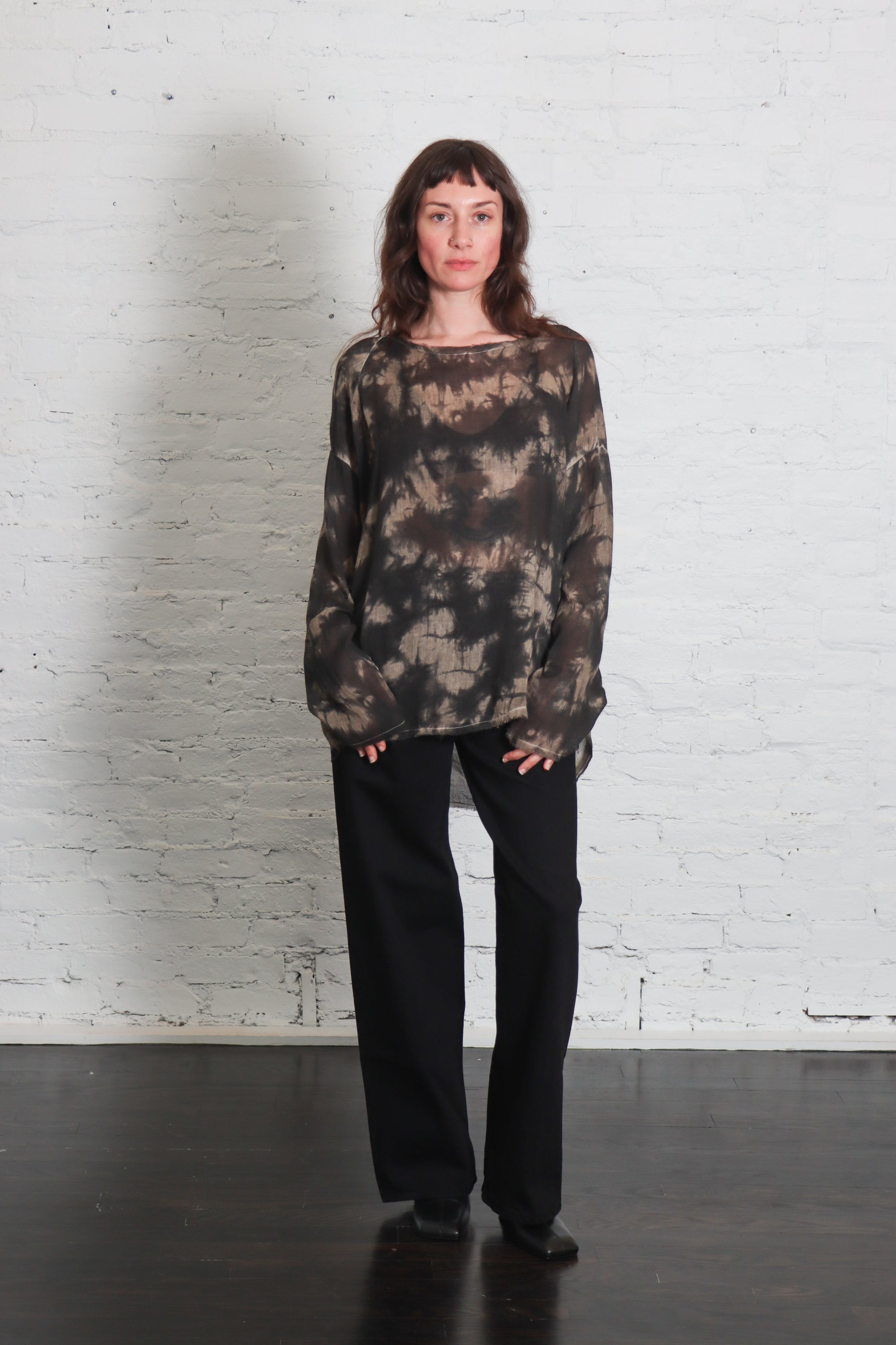 Extra Long Sleeve Tee in Wet Sand by Sanctamuerte-Tops-SANCTAMUERTE-Idlewild