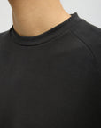 Feather Weight Viscose Neoprene Short Sleeve Baseball T-Shirt in Black by Tibi