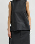 Cozy Flannel Asymmetrical Sleeveless Top in Dark Heather Grey by Tibi