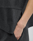 Cozy Flannel Asymmetrical Sleeveless Top in Dark Heather Grey by Tibi