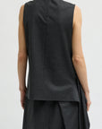 Cozy Flannel Asymmetrical Sleeveless Top in Dark Heather Grey by Tibi