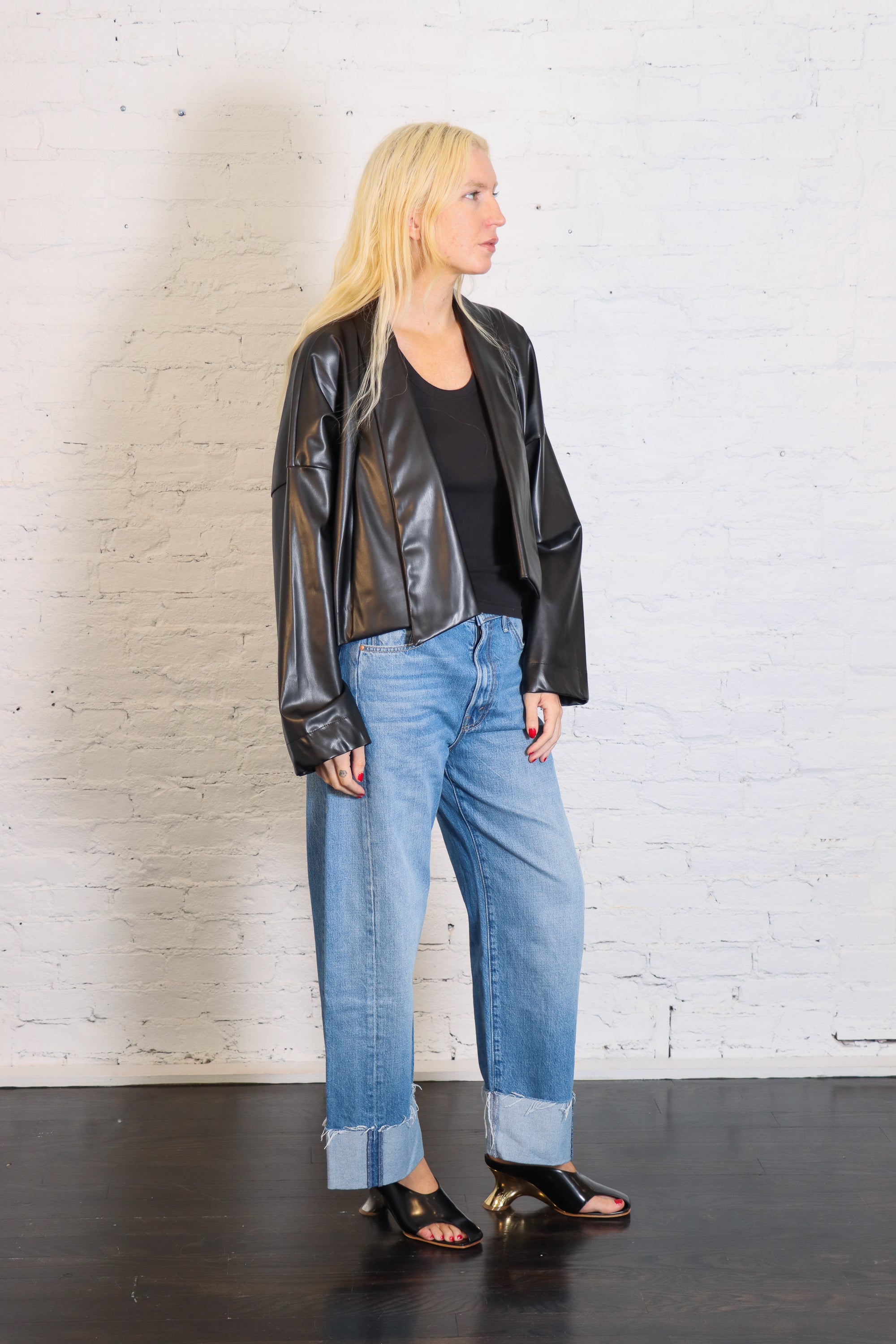 Faux Leather Origami Jacket in Black by Planet-Planet-Idlewild-Cincinnati