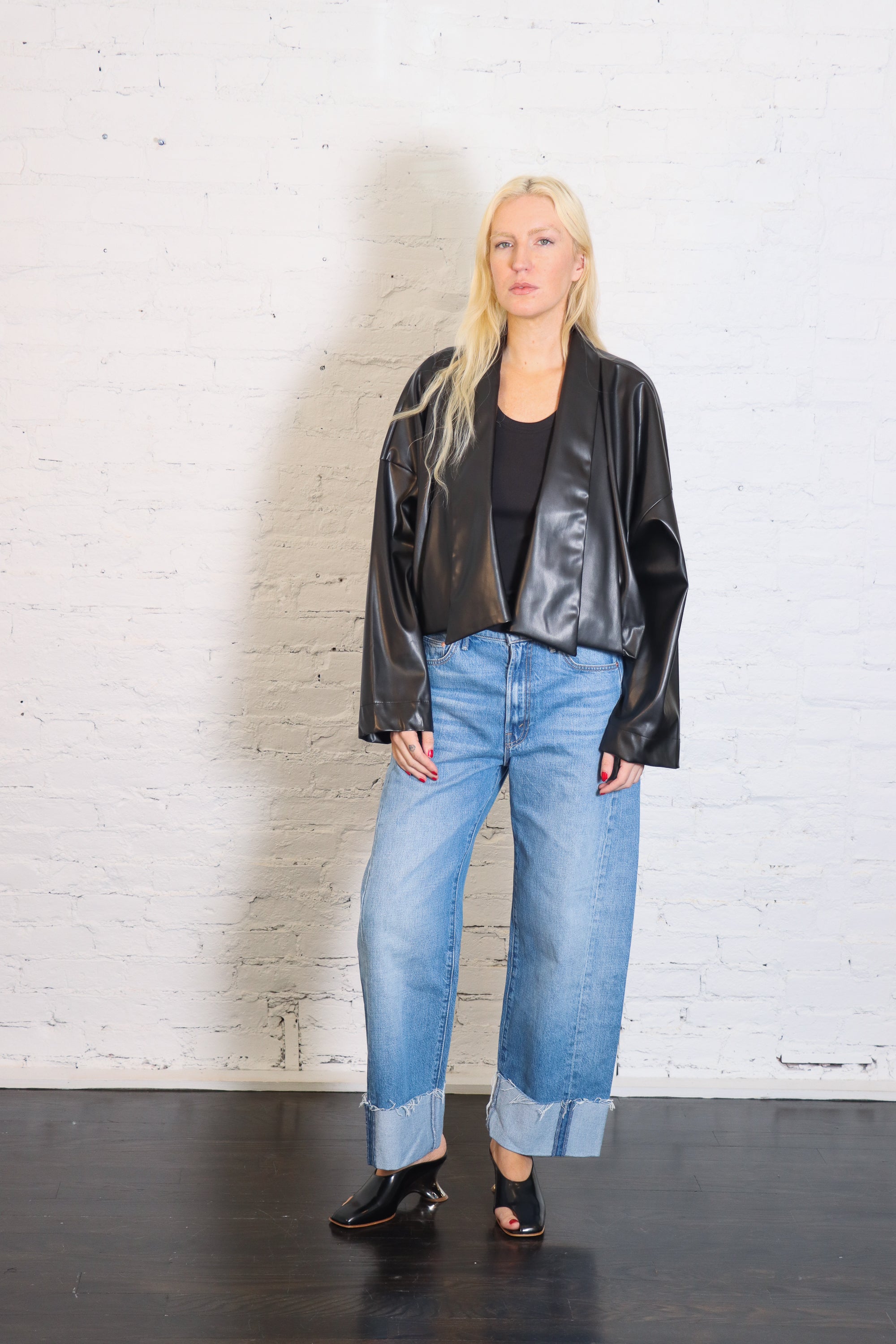 Faux Leather Origami Jacket in Black by Planet-Planet-Idlewild-Cincinnati