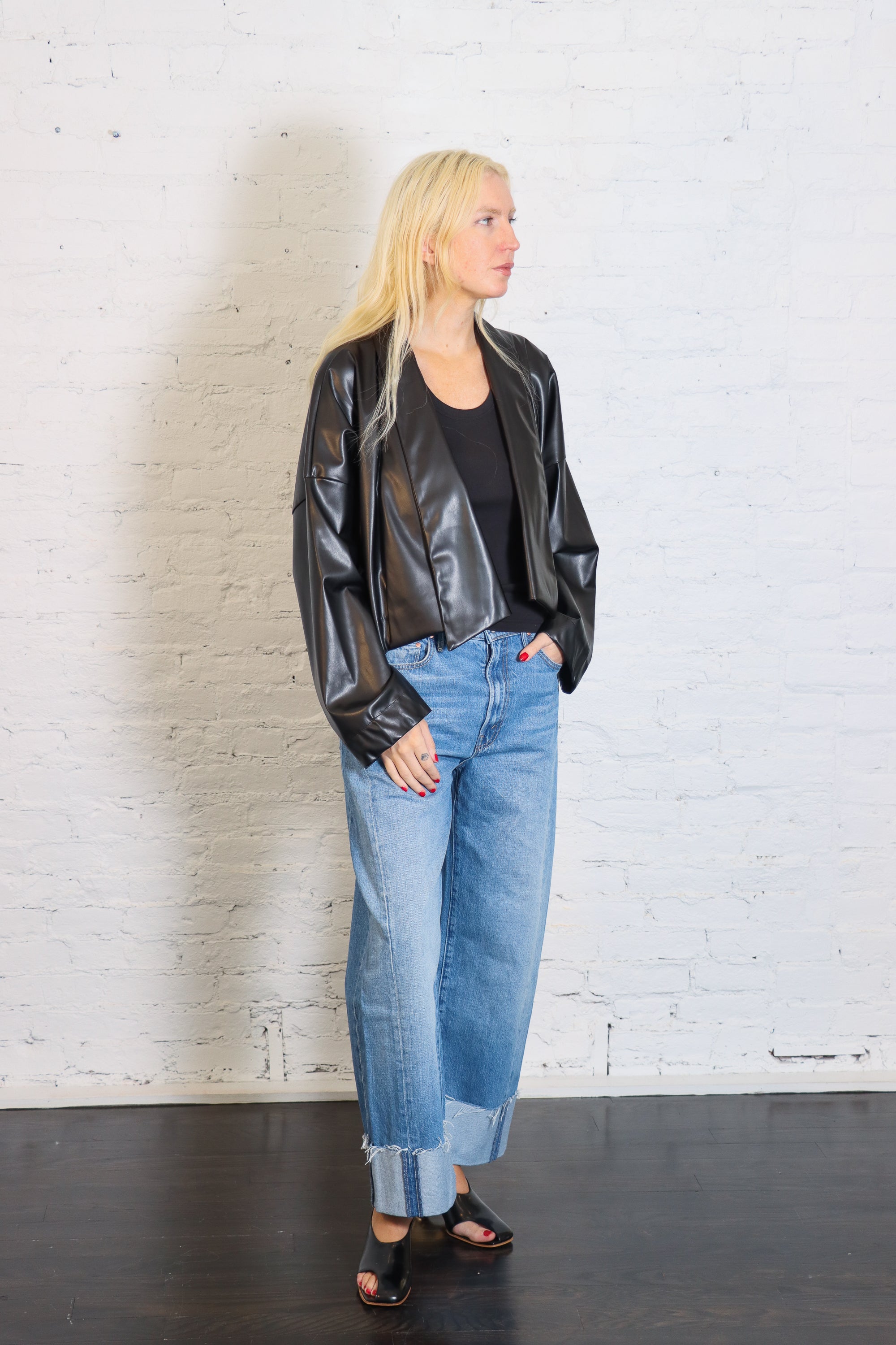 Faux Leather Origami Jacket in Black by Planet-Planet-Idlewild-Cincinnati