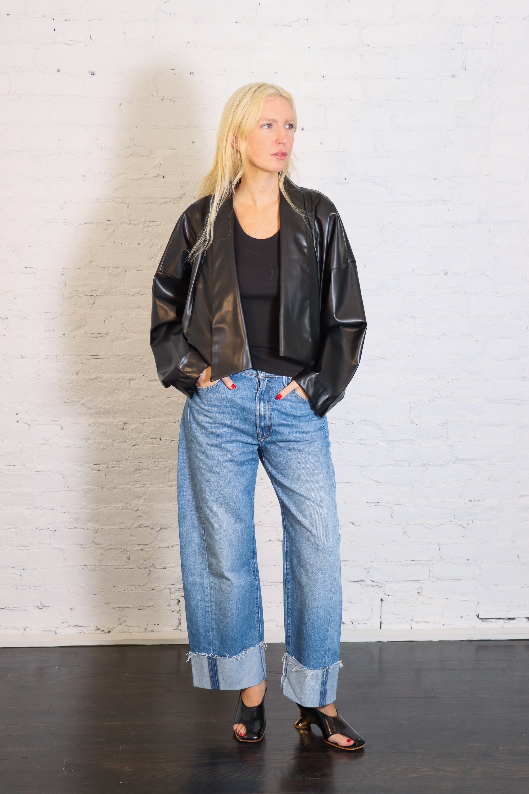 Faux Leather Origami Jacket in Black by Planet-Planet-Idlewild-Cincinnati
