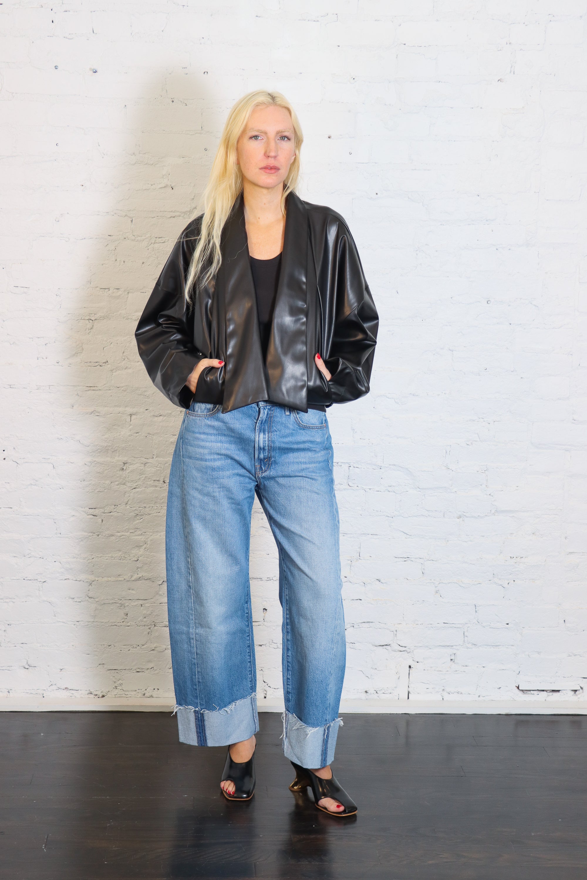 Faux Leather Origami Jacket in Black by Planet-Planet-Idlewild-Cincinnati