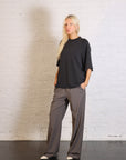 Feather Weight Viscose Neoprene Short Sleeve Baseball T-Shirt in Black by Tibi-Tibi-Idlewild-Cincinnati