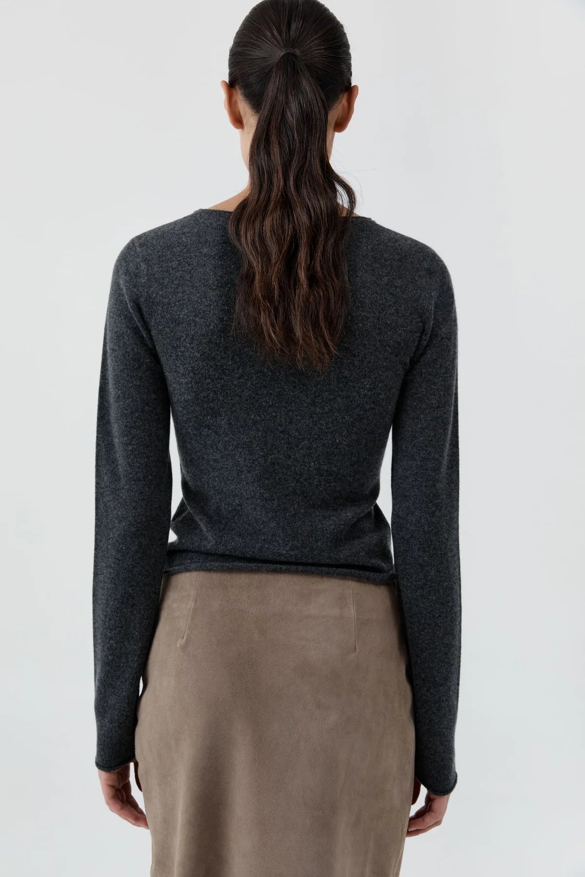 Fine Merino Wool Long Sleeve Top in Charcoal Melange by St. Agni-St. Agni-Idlewild-Cincinnati